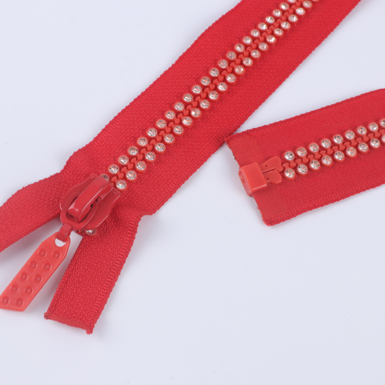 Colorful 8# Auto Lock Open End Diamond Crystal Rhinestone Zippers