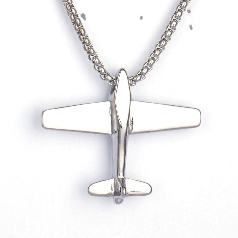 Cool Fashion Silver Color Box Chain Plane Aircraft Nicklace Plated Necklace