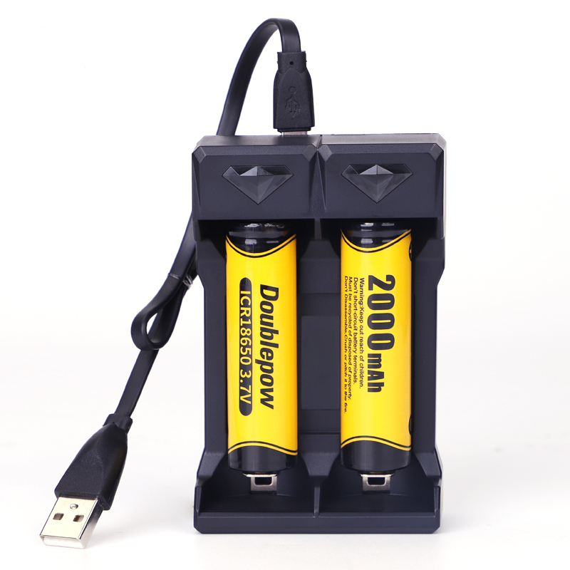 Doublepow UK21 2 слот USB быстрое зарядное устройство для 10440 14500 16340 18650 21700 26650 литиевая батарея