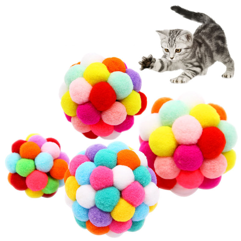 Новая игрушка для домашних животных, кошек, красочные колокольчики ручной работы, надувной мяч, 3 размера для вас, встроенная кошачья мята, Интерактивная игрушка, забавная игра с кошкой