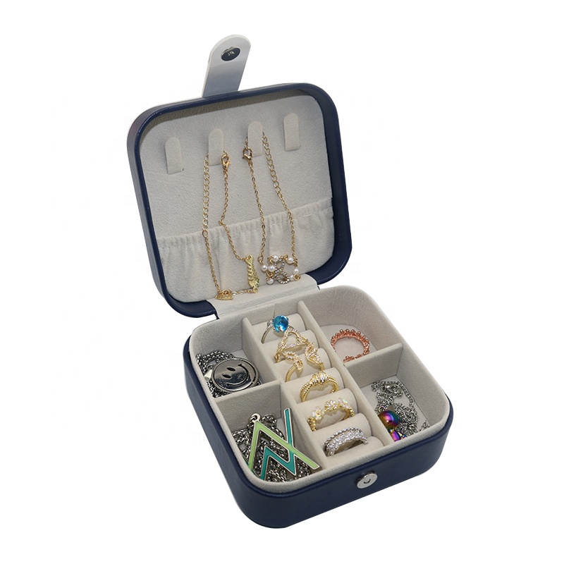 Custom logo women girls portable organizer earring ring pu leather jewelry box ,box for jewelry travel box