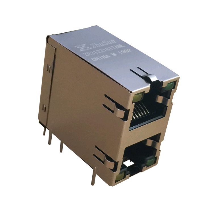 E5J88-D4L2F2-L со светодиодным разъемом Ethernet RJ45, 2x1 порт, разъем RJ45