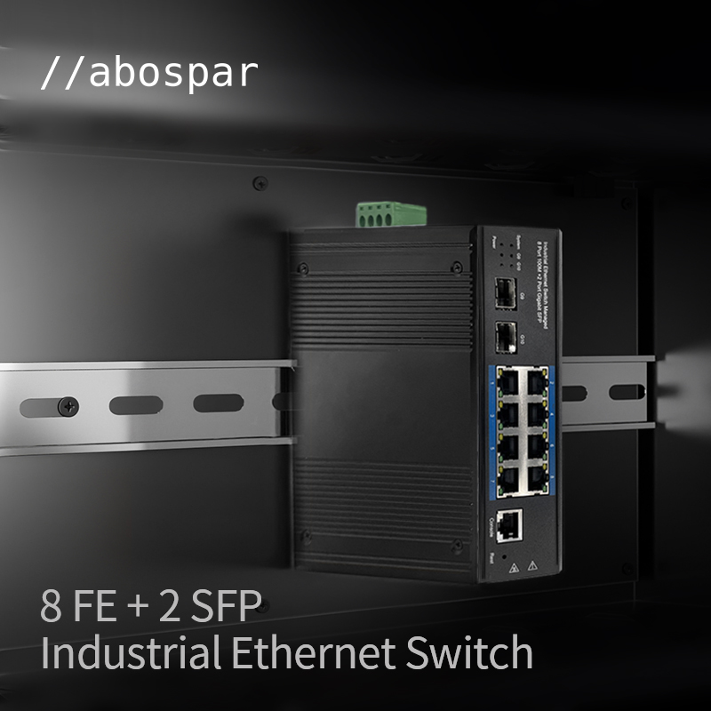 AS-EFS8PE2F-M промышленный сетевой коммутатор 8 портов 2 SFP 100 м PoE управляемый широкий диапазон рабочей температуры DC вход DIN рейка Ethernet-коммутатор