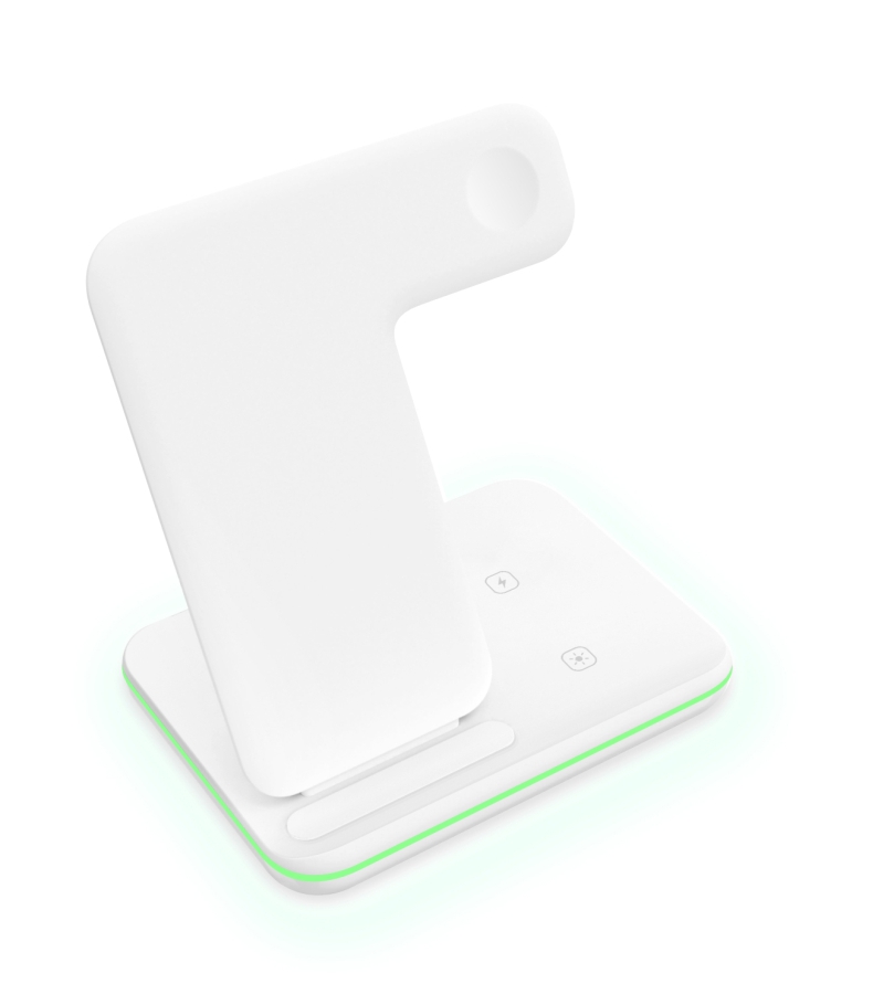 Black and white three-in-one multi-function mobile phone headset fast charging wireless charger for apple