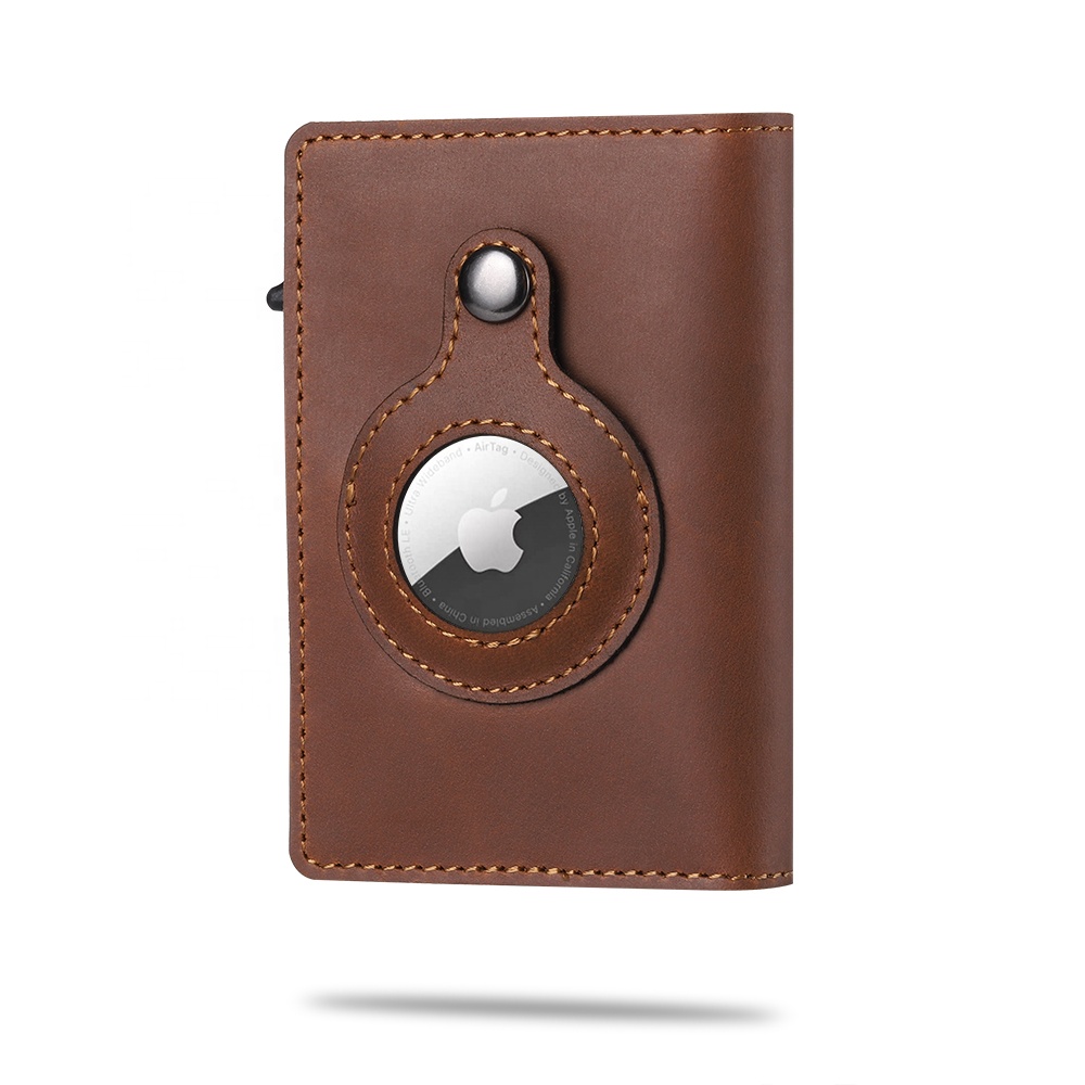 2021 Casekey Высокое качество Натуральная кожа airtag Защищенный чехол держатель RFID Блокировка многофункциональный бумажник