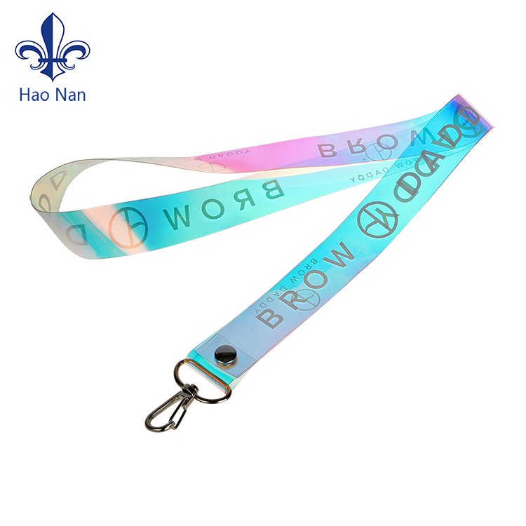 High Quality printed soft pvc keychain name lanyard holographic lanyard with logo custom