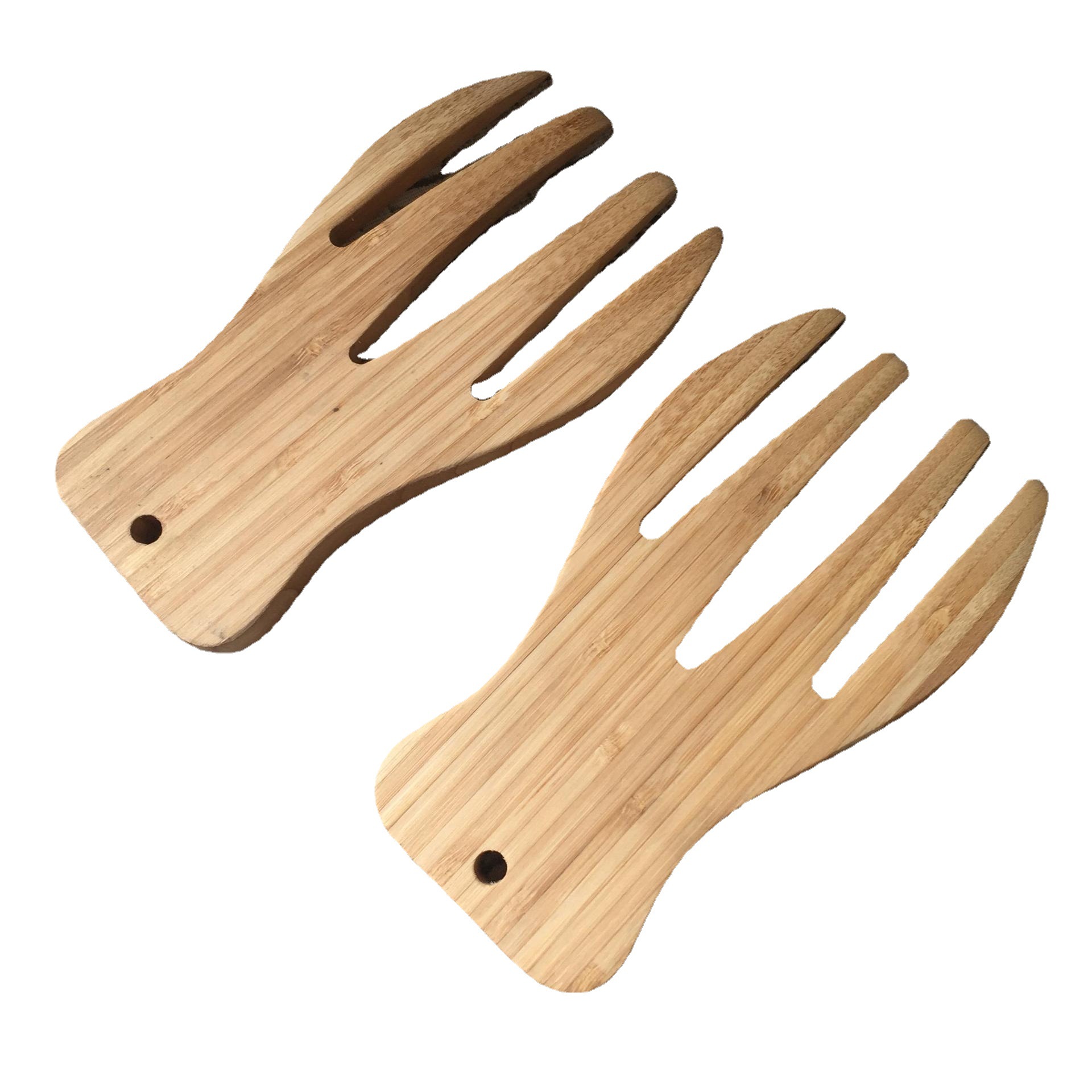 Pack of 2 Bamboo Serving Hands Server Tongs Bear Claw Salad Servers Set bamboo salad hand
