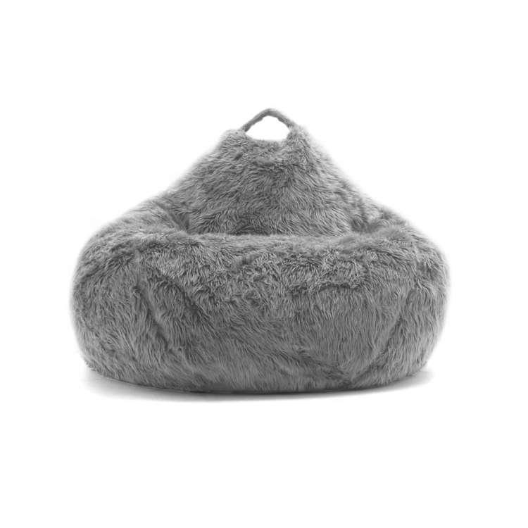 Grey and White Faux Fur Lounger Indoor living room Bean Bag Sofa Covers