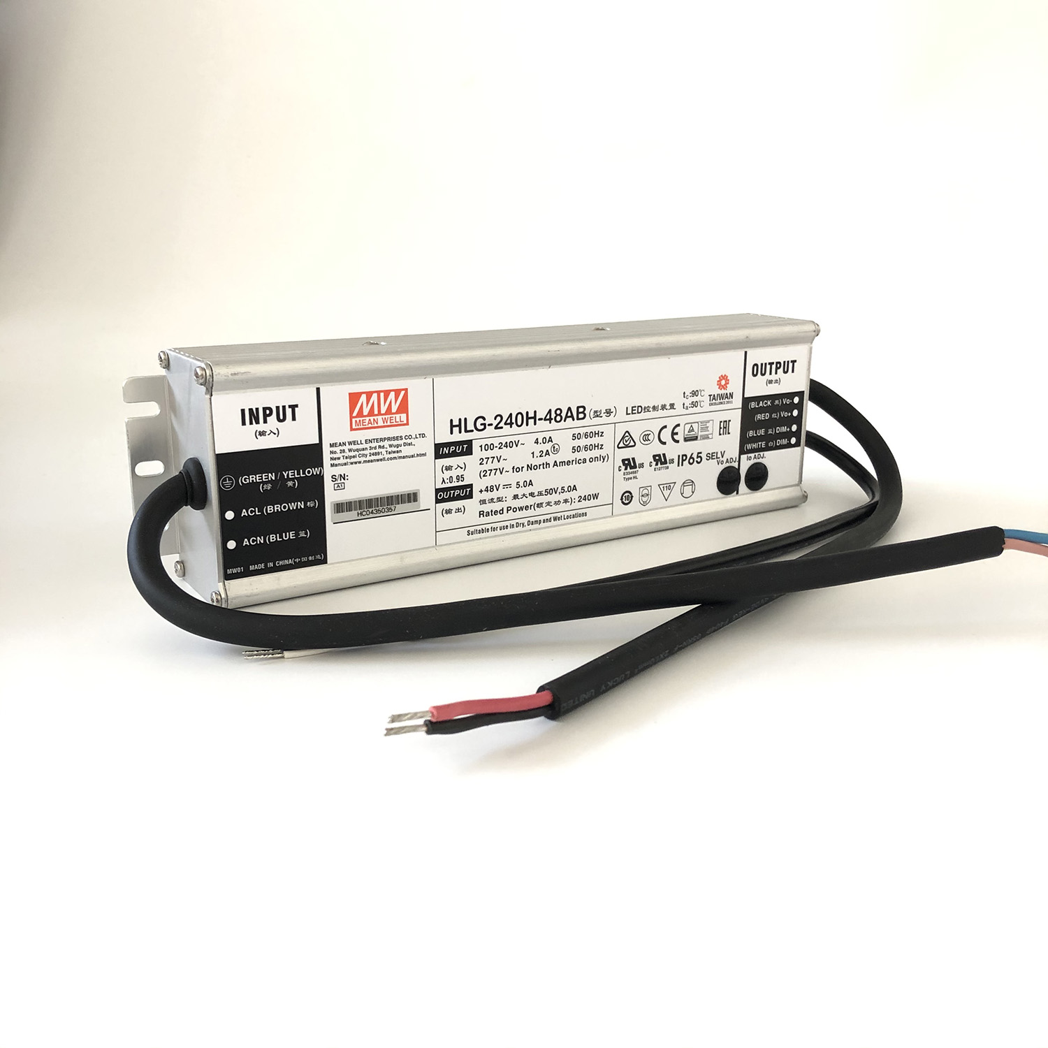 HLG-240H-48AB 240 ватт Meanwell AC-DC один выход Светодиодный драйвер Mix Mode (CV + CC) с PFC; Выходящее напряжение 48Vdc на 5A