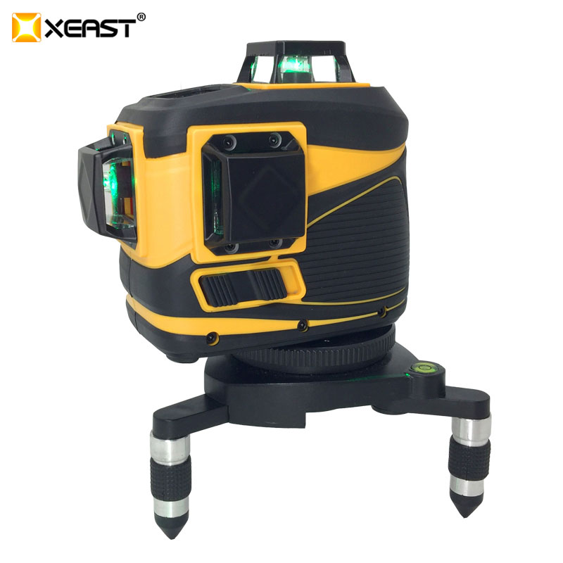 XEAST XE-12A 12 линий 3D зеленый лазер самовыравнивания 360 горизонтальный и вертикальный крест супер мощный зеленый лазерный луч с наклоном на открытом воздухе
