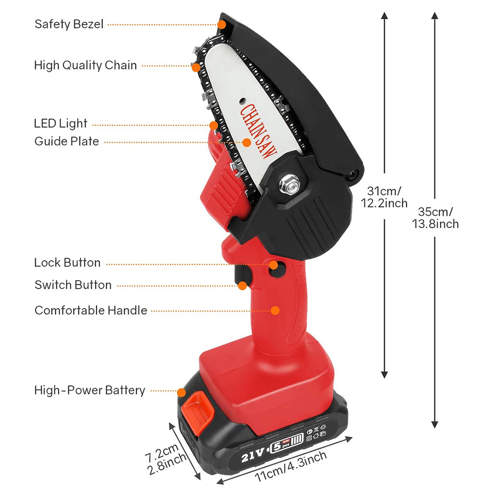 Mini Electric Saw Chainsaw 24V For Woodworking Garden Tools With Batterys Chain Saws Wood Cutters