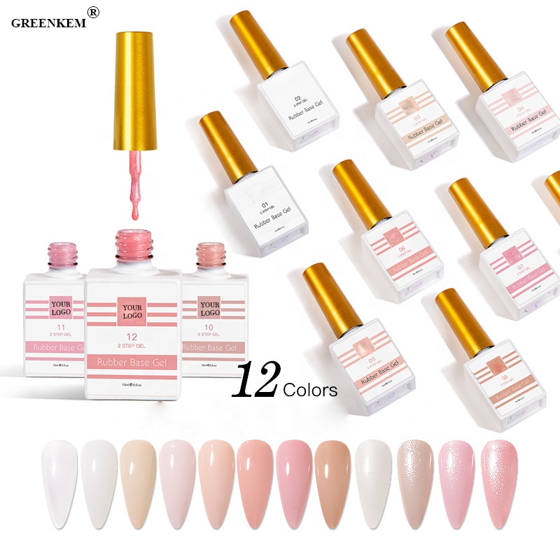 12 Color 15ML Custom Logo Rubber Base Gel Polish Soak Off Gel Polish Nude Multi-Functional Glue Nail Polish Bottle