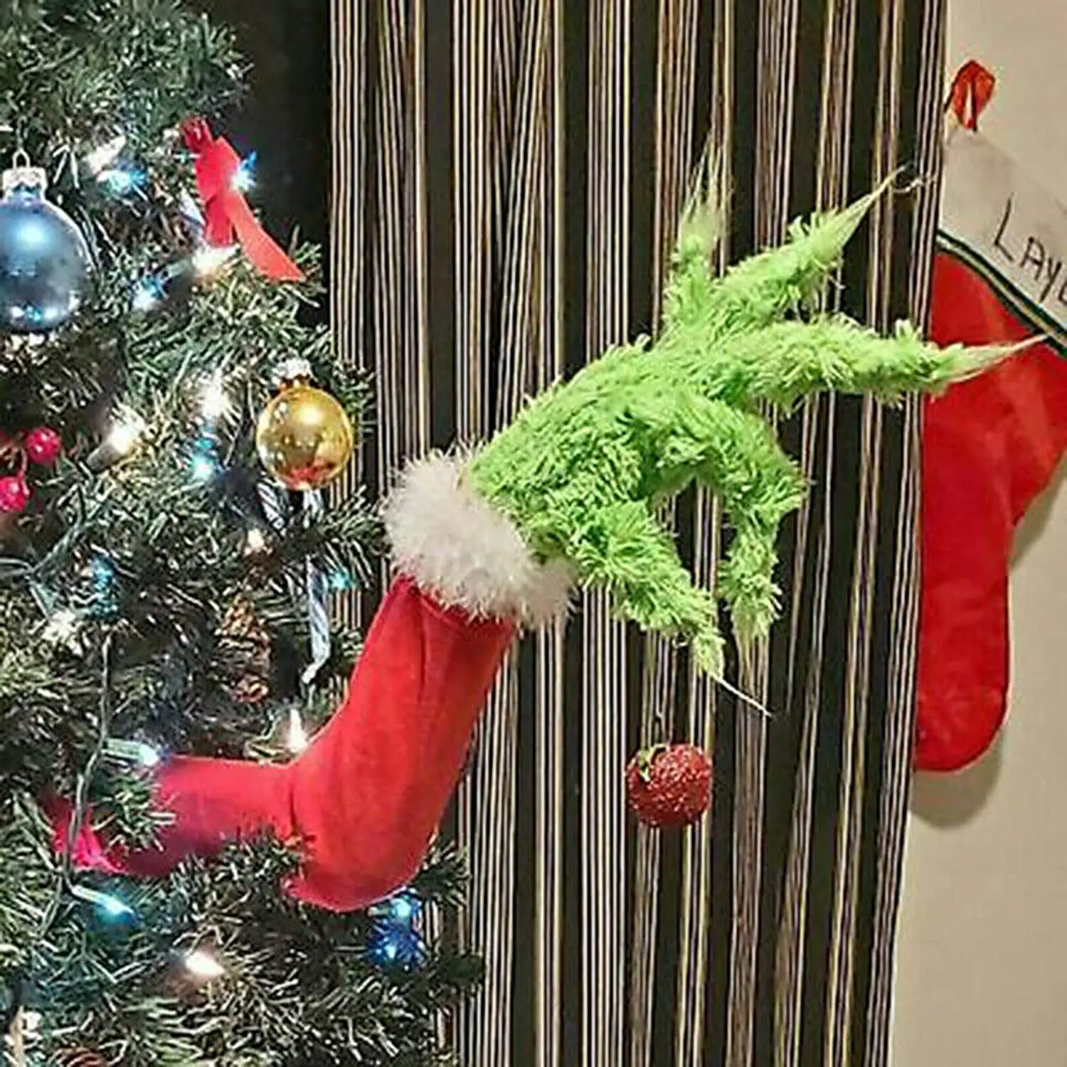 Furry Green Arm for Christmas Tree Decorations Grinch Tree Topper The Dr. Seuss Grinch Ornaments for Christmas Party
