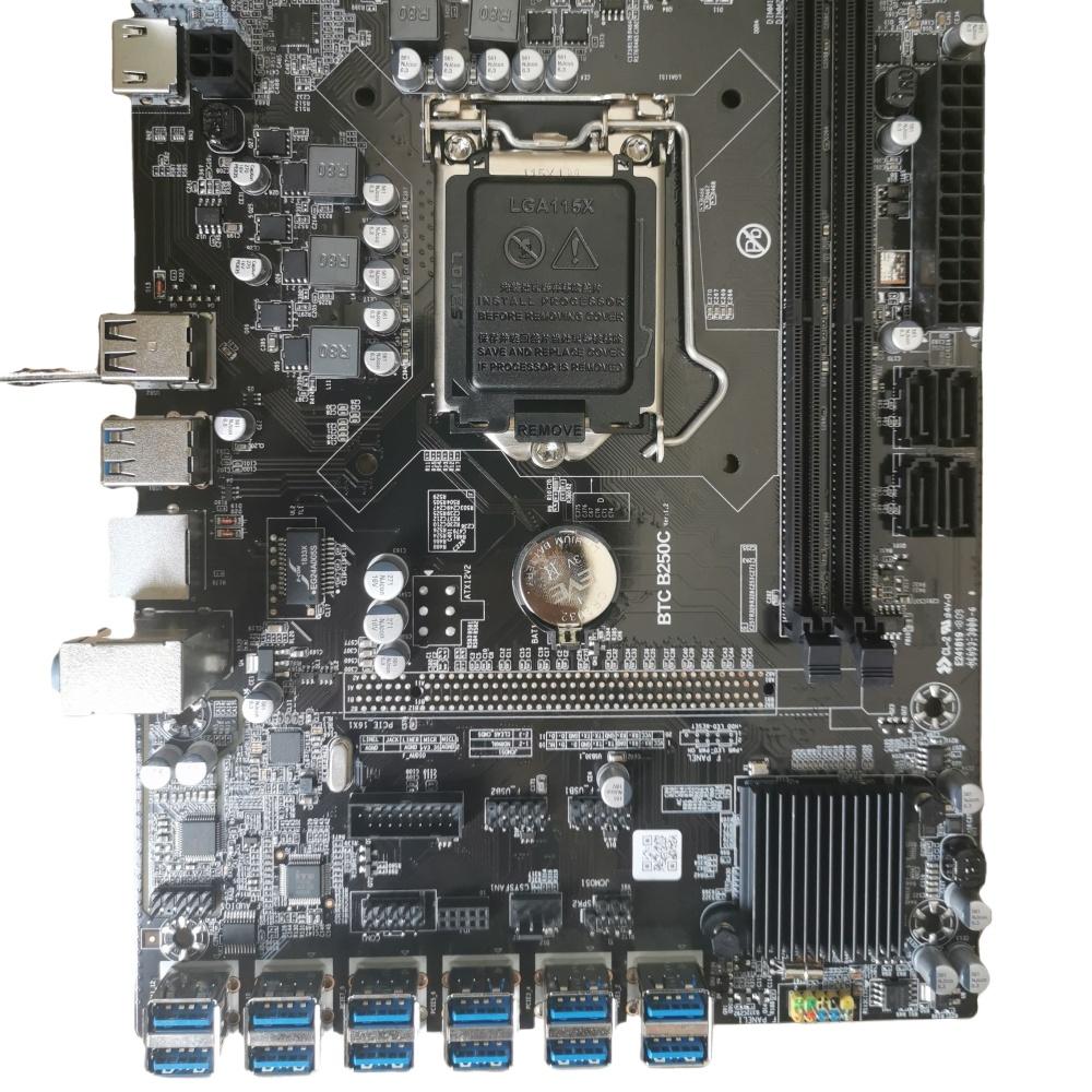 JOEGE mini ng motherboard b250 with 12 usb for 12 GPU connection as 12 slots of graphics cards Mini ng motherboard for minor
