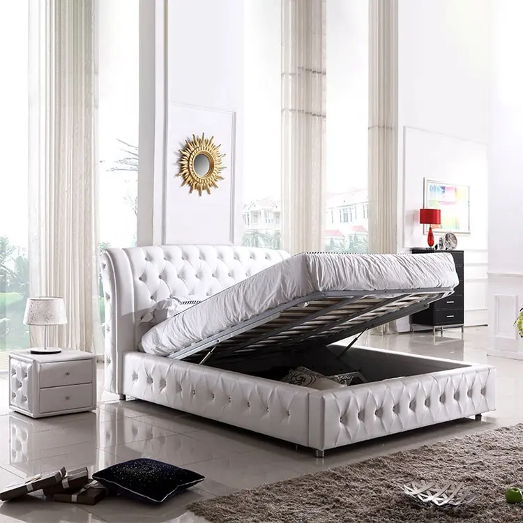 Modern Luxury bedroom furniture sets double wooden bed