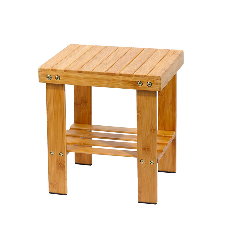 Bamboo Double Deck Stool The First Layer Can Be Used As A Shoe Rack