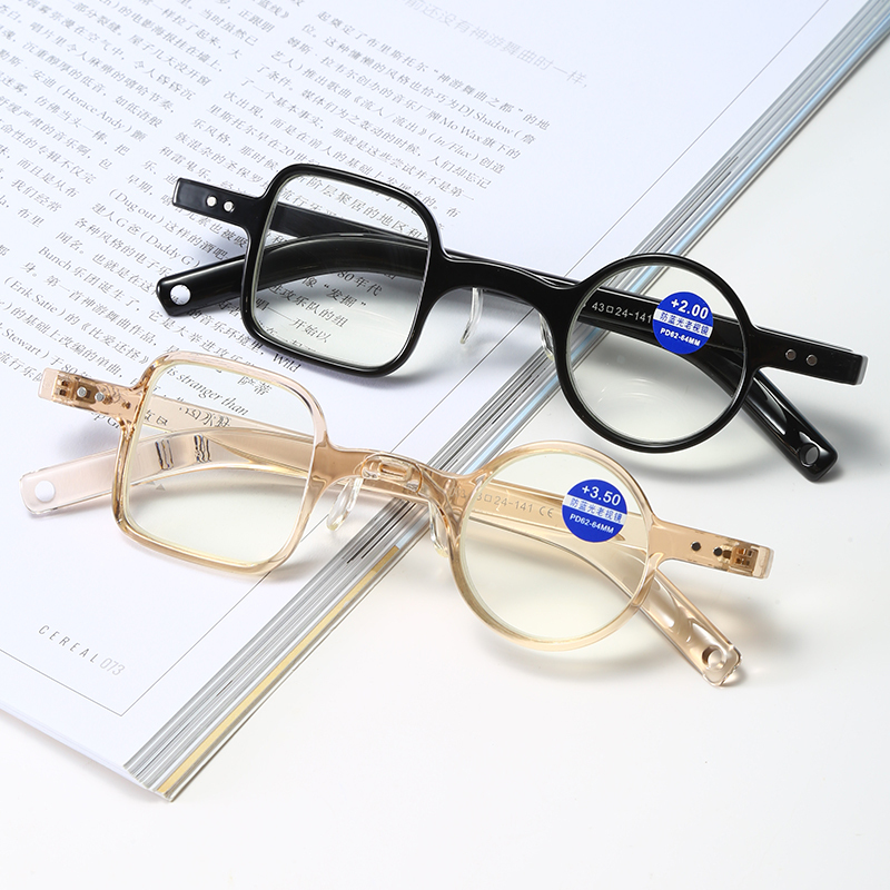 2024 new retro small square universal reading glasses fashionable anti blue light reading glasses