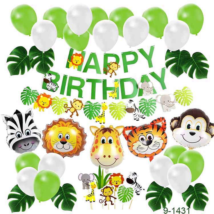 Safari Birthday Party Decorations Jungle Theme Animal Foil Balloon Party Supplies Tropical Decorations Backdrop Sets