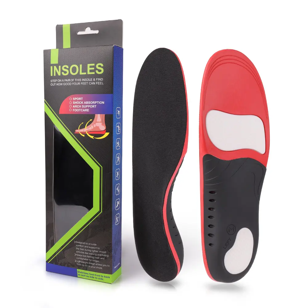 Functional JH209 PU Shock Absorb Foot Care Flat Feet Plantar Fasciitis Orthotic Sports Insoles