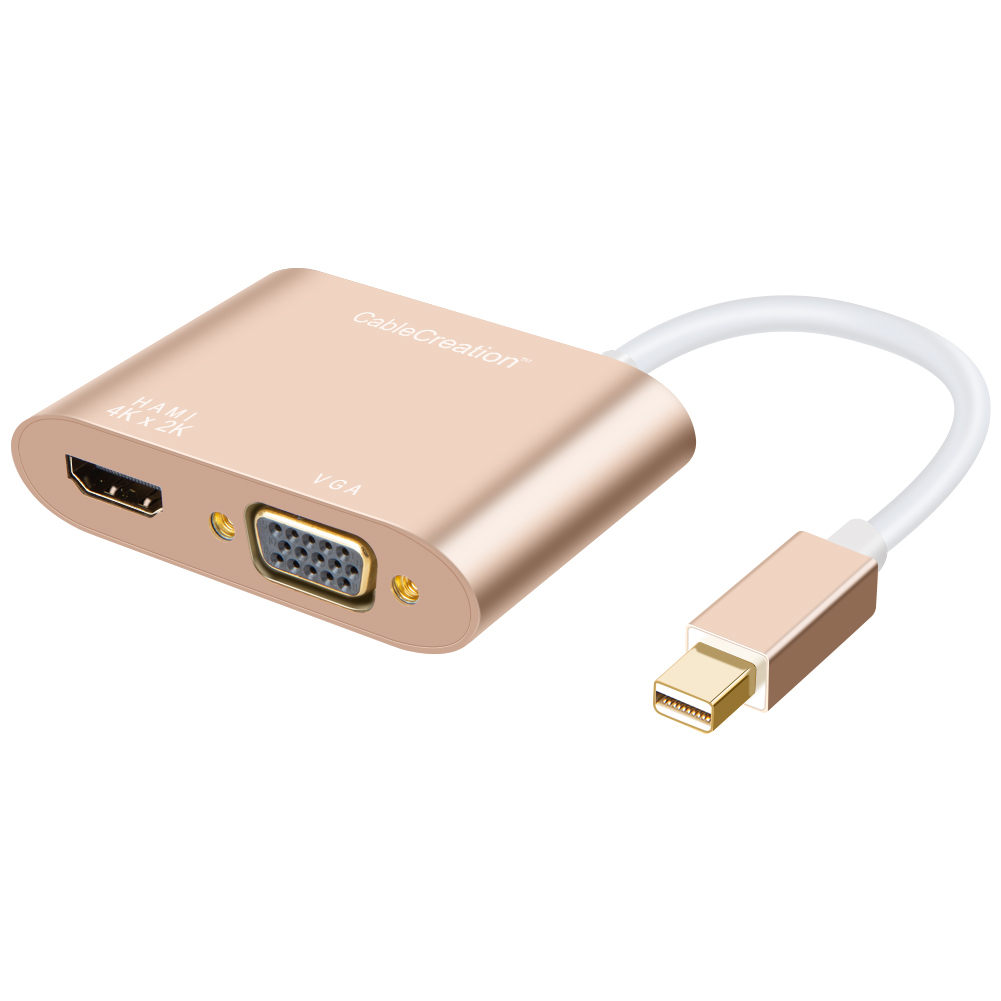 CableCreation 2-in-1 Mini DisplayPort to HDMI VGA Adapter Cable Mini DP To HDMI VGA Converter Hub Compatible with MacBook
