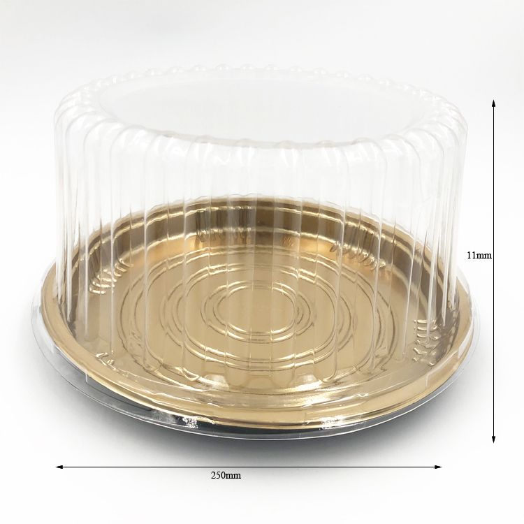 HOT SELL Plastic Cake Box Plastic Food Container Gold Plastic Cake Packaging Box