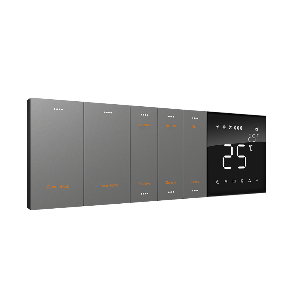 KNX Smart Home Villa Hotels Building Automatic System New Series Smart Light Grey Wall Switch