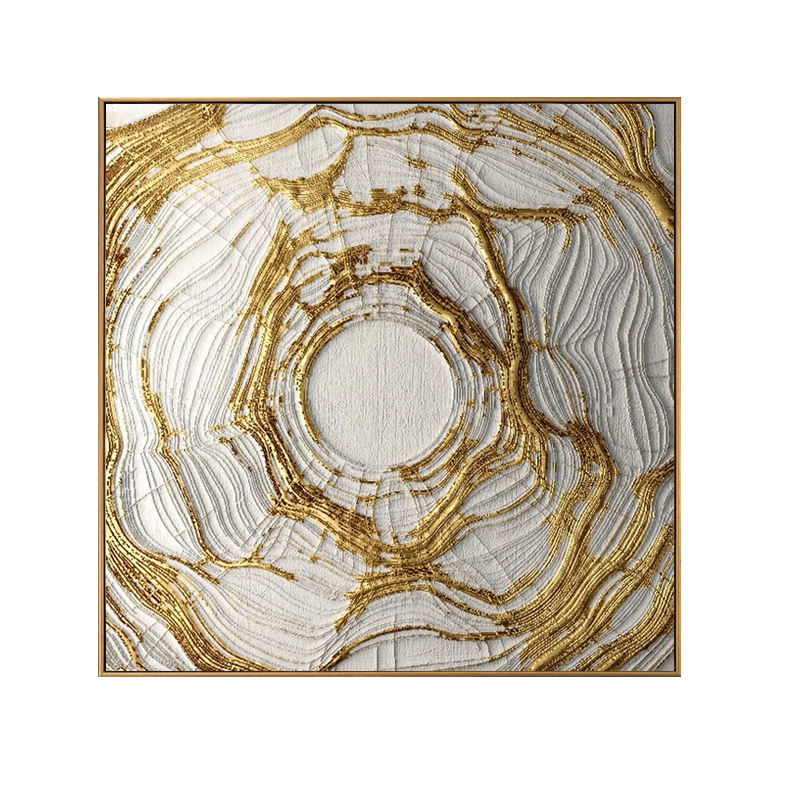 modern abstract heavy texture golden line oil painting for hotel and home