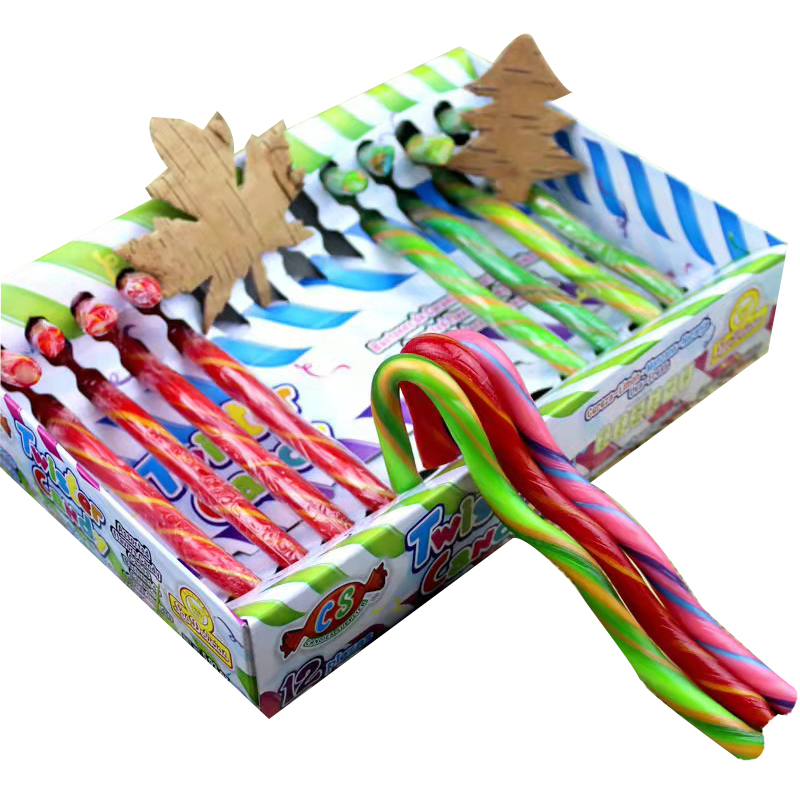 Curved shaped cane lollipop fruit flavor children favorite hot product