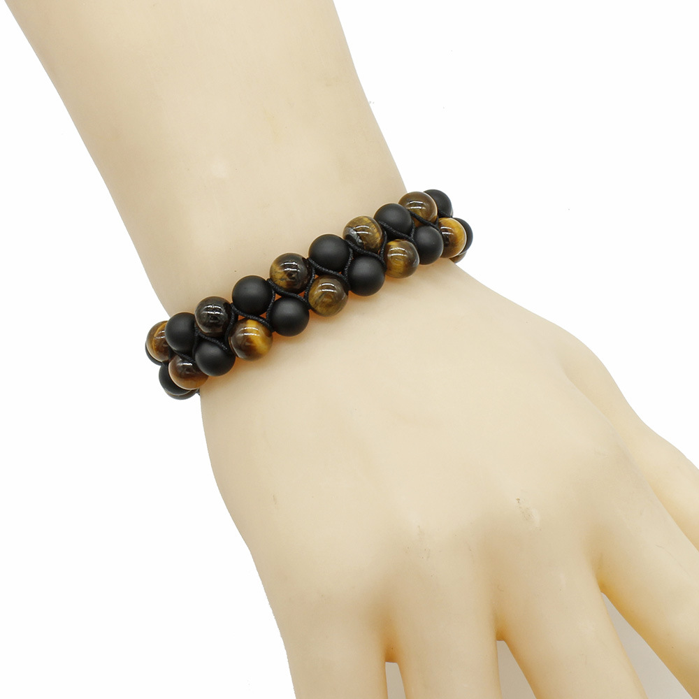 Double Rows Round Beaded Natural Stone Bracelet Adjustable Braided Volcanic Lava White Turquoise Stone Bracelets For Women Gift