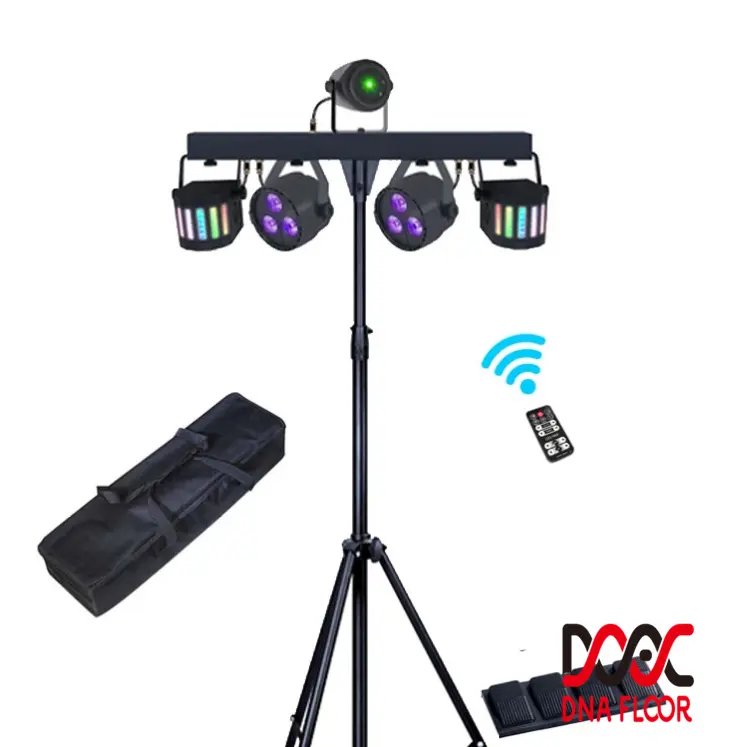 Multi-effect DJ Disco Lighting Package RGBW 4in1 Par Light and Moonflower Light Kit with Tripod Stand