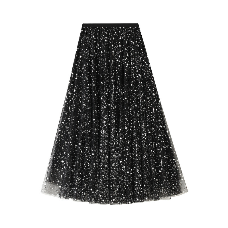 New mesh half-length skirt summer Korean version women's lace dress temperament fluffy skirt