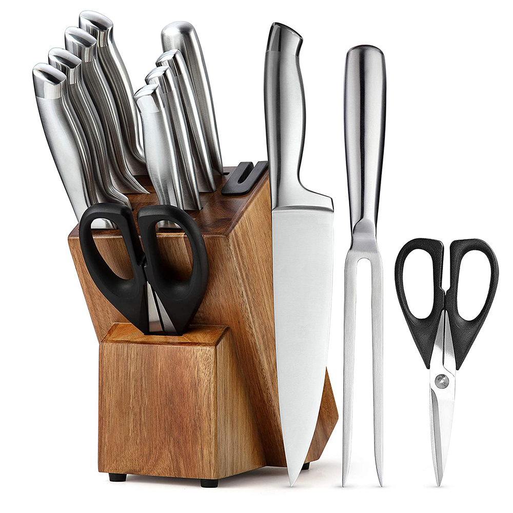 Amazon hot selling knives set 11 pieces german stainless steel kitchen knife set chef with block
