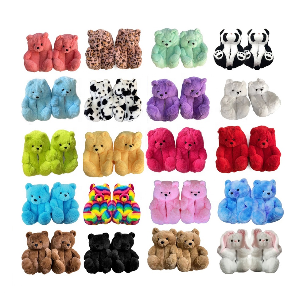 Latest Hot Popular Winter Warm Cotton Home Plush All-inclusive Teddy Bear Slippers