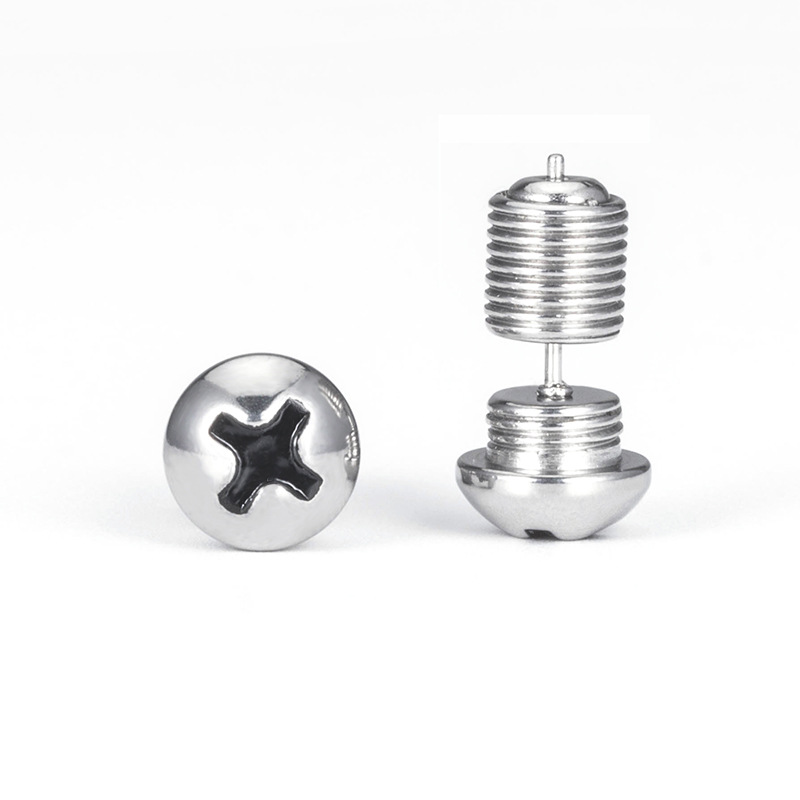 Retro exaggerated cross screw earstuds titanium steel hexagonal personality earrings for men and women hip-hop earstuds
