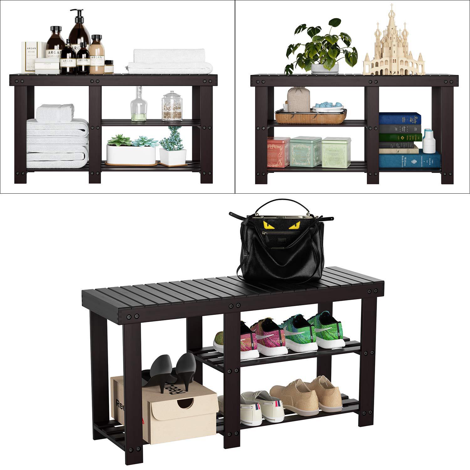 XJ3015JJ Vintage Bamboo Shoe Rack Bench Organizer Cabinet Minimalist Shoes Storage Wholesale Shelf For Shoes With Shelves