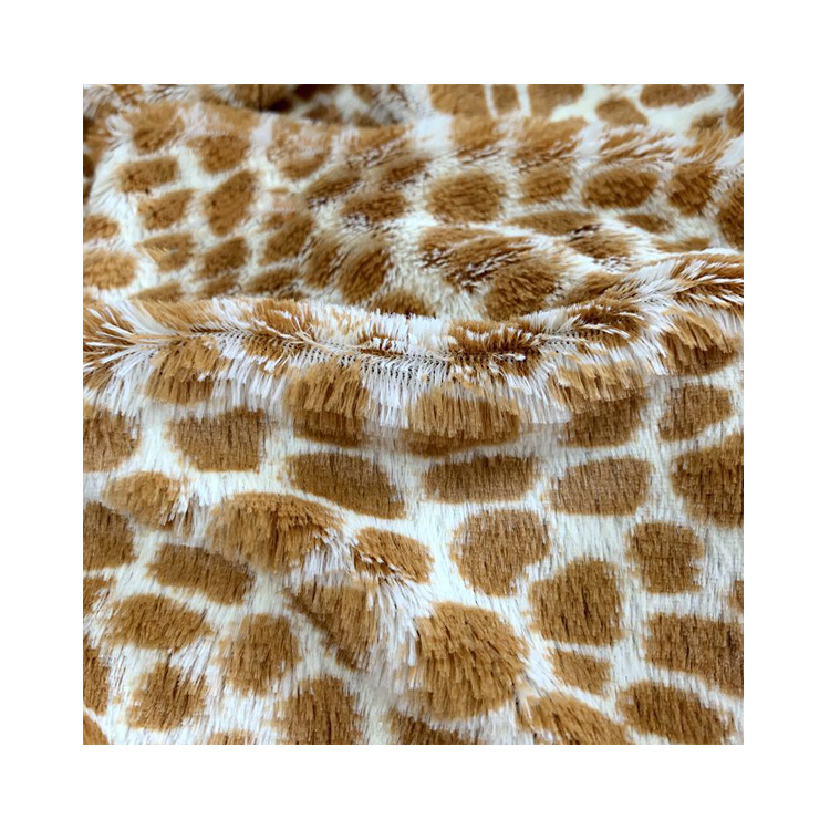 KINGCASON Manufacture Custom digital printing Giraffe pattern Customized Faux Fur Rabbit Fabric for Home Textiles