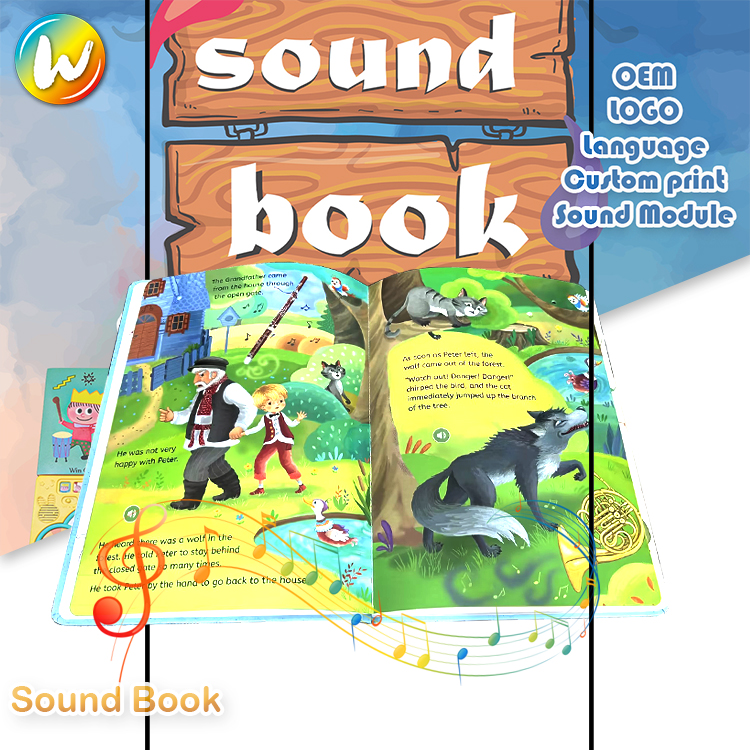Custom busy first sound boards set print blank plain hardcover English interactive e-book for kids