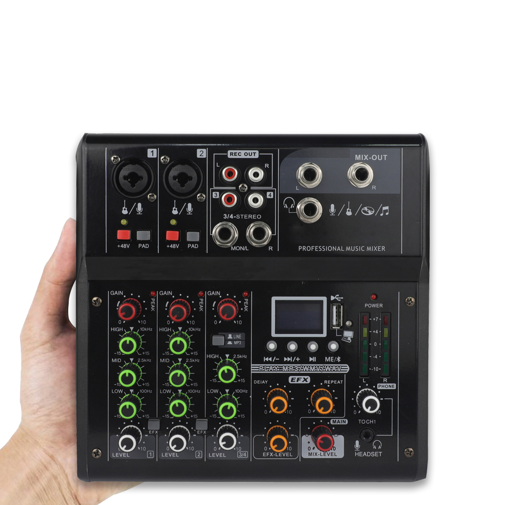 2021 Newest Mini 4 Channel USB new technology 48V fantasy Audio Mixer Console