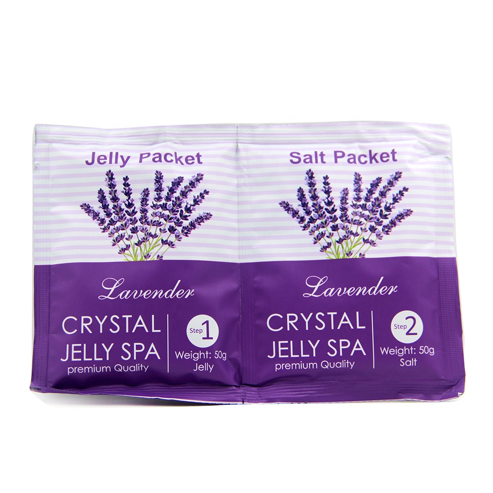 Private label wholesale 50g+50g magical moisturizing and whitening, tendering the skin powder Crystal Jelly foot bath SPA