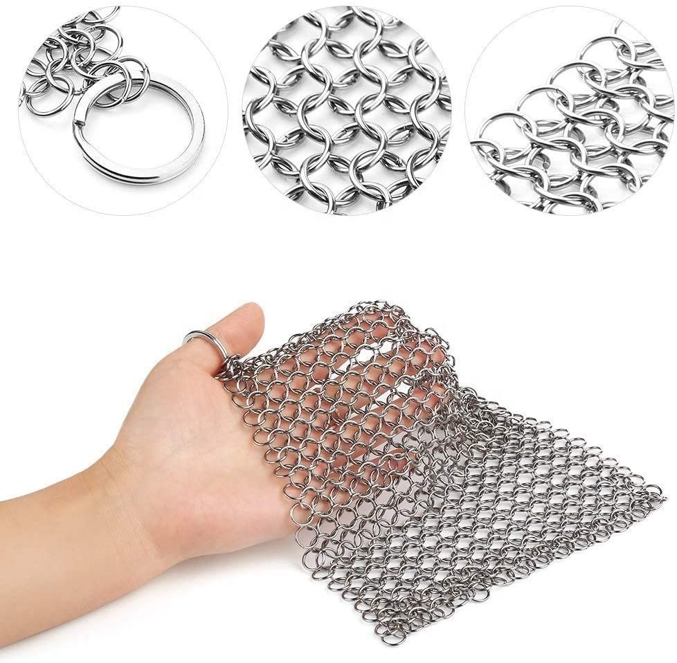 316, чугунный очиститель из нержавеющей стали Chainmail, скребок для чугунной кастрюли, голландские духовки, железные кастрюли