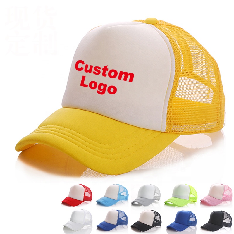 Hip Hop Blank Solid Color Custom Logo 5 Panel Sport Gorras Gorros Embroidery Print Dad Baseball Mesh Foam Hat Trucker Cap