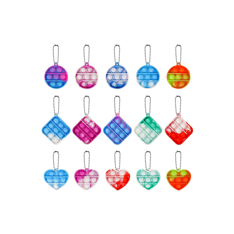 12 Pcs Mini Squeeze Pop Bubble Fidget Sensory Toys pop fidget keychain key ring