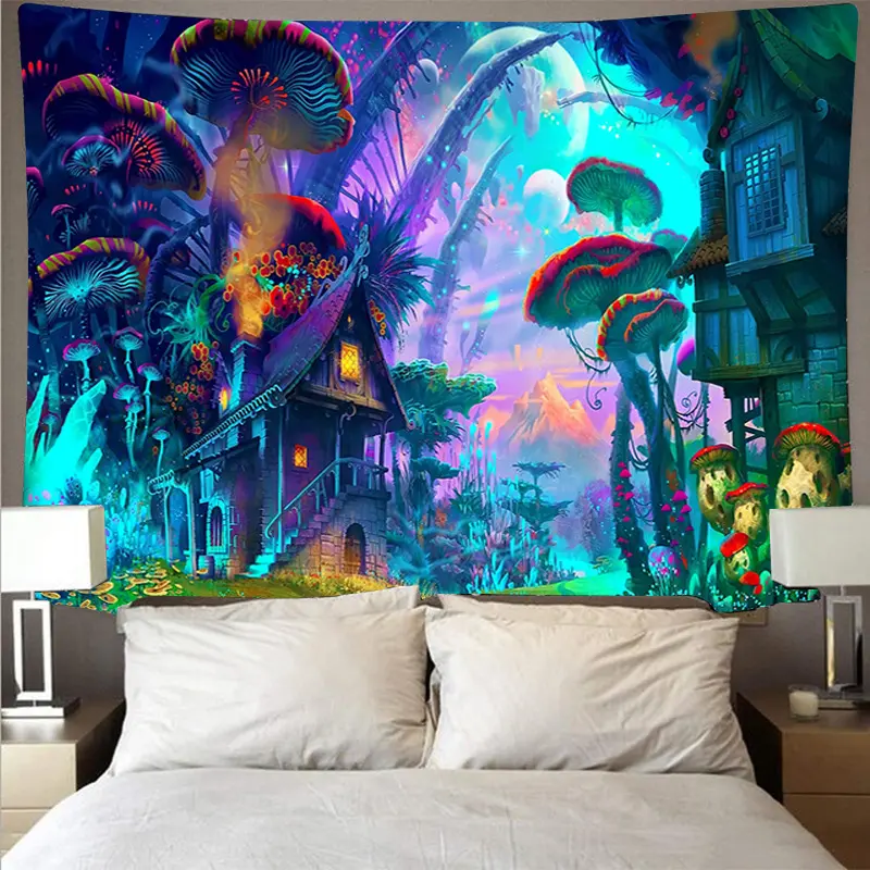 Psychedelic Religious Mushroom Wall Hanging Decoration Multi Size Optional Tapestry