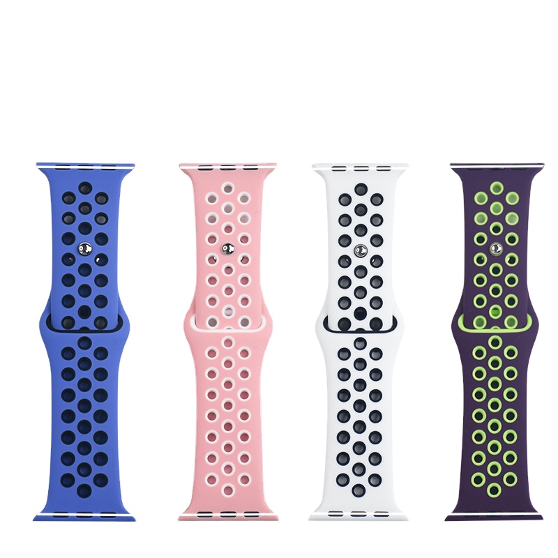 Suitable for Apple Watch Apple Watch Slim/SE 1 2 3 4 5 6 Two-Color Fashion Sports Silicone Watch Strap