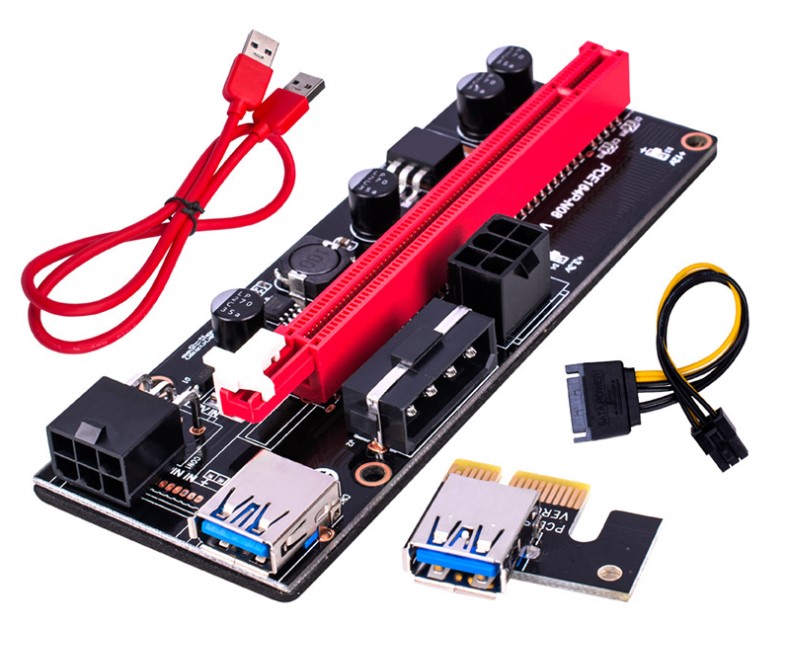 Бесплатный образец VER 009S PCI-E Экспресс Райзер 6pin 1x до 16x карта удлинитель USB 3,0 PCIE силовой Графический кабель адаптер VER009S