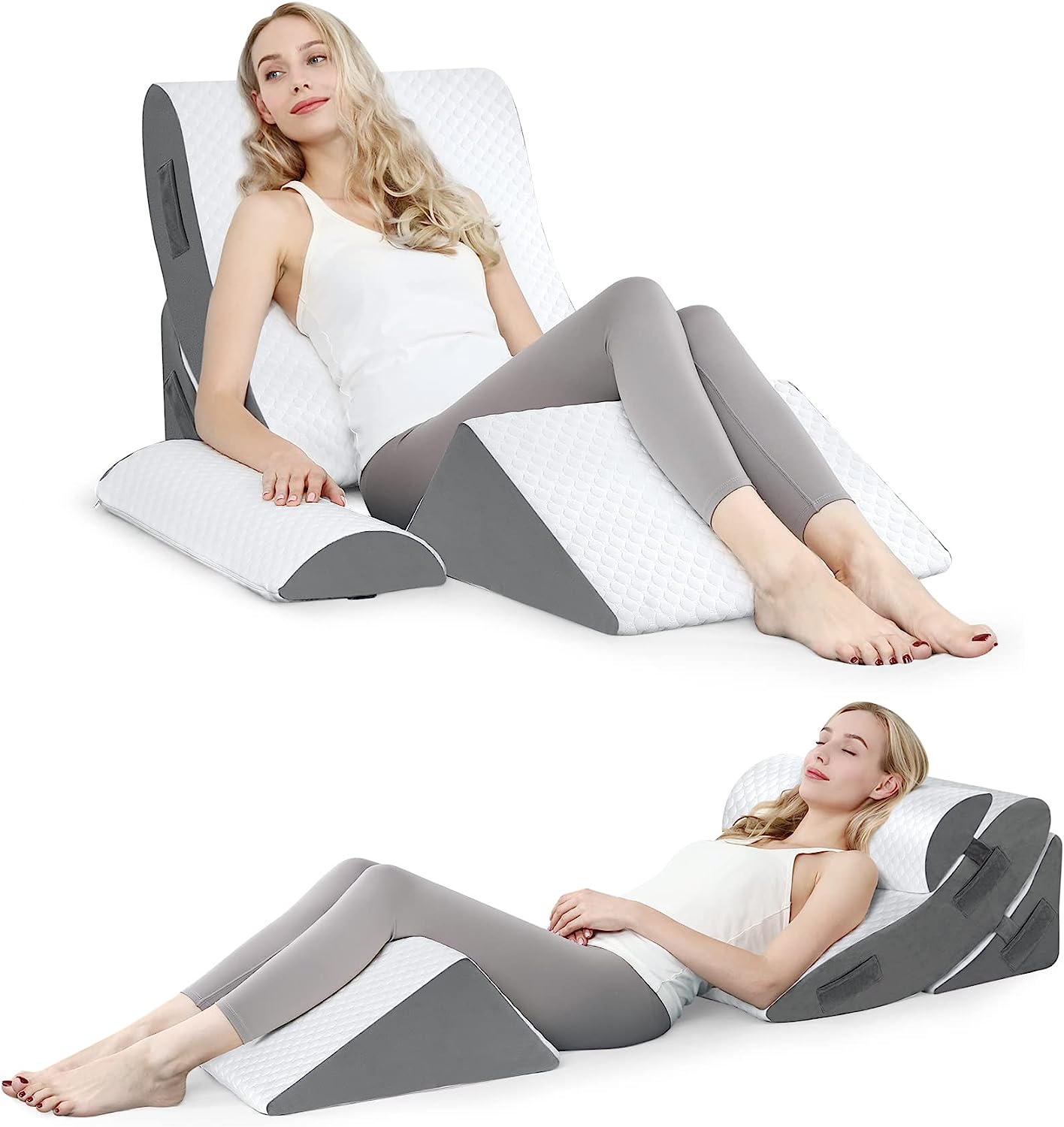 hongniu Orthopedic bed Wedge Pillow Set for Sleeping Adjustable Leg Back and Arm Support Sitting U
