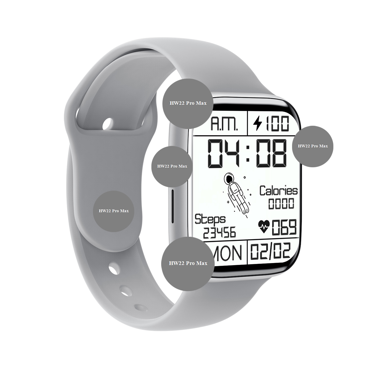 Hot Selling 6621 Chip Wireless Charging IP67 1.78 LTPS Screen BT Calling Fitness Tracker HW22 Pro Max Smart Watch
