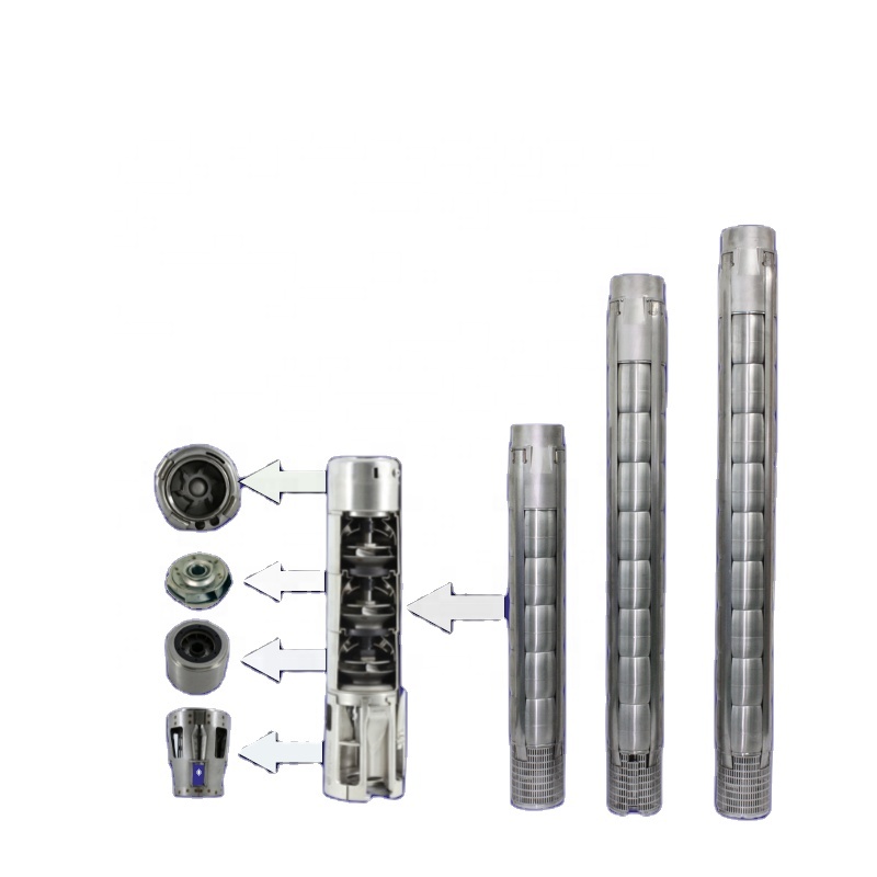 stainless steel multistage deep well borehole submersible centrifugal water pumps and water pumps spare parts