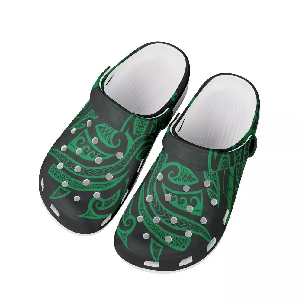 Shoes Lightweight Hawaii Map Plumeria Polynesian Green Tribal Pattern Print Women New Trendy Slippers