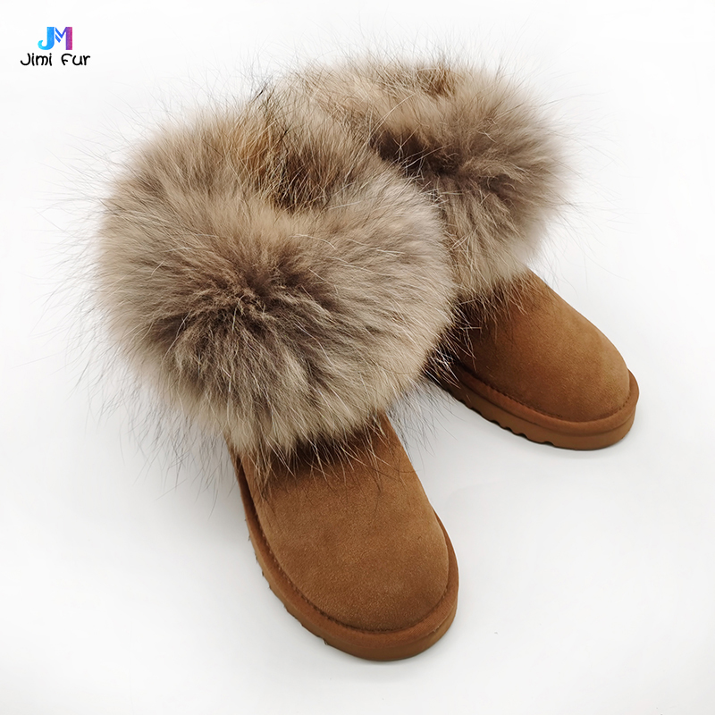 Outdoor Shoes Factory Direct Wholesale Fox Fur Boots Furry Snow Warm Soft Boots
